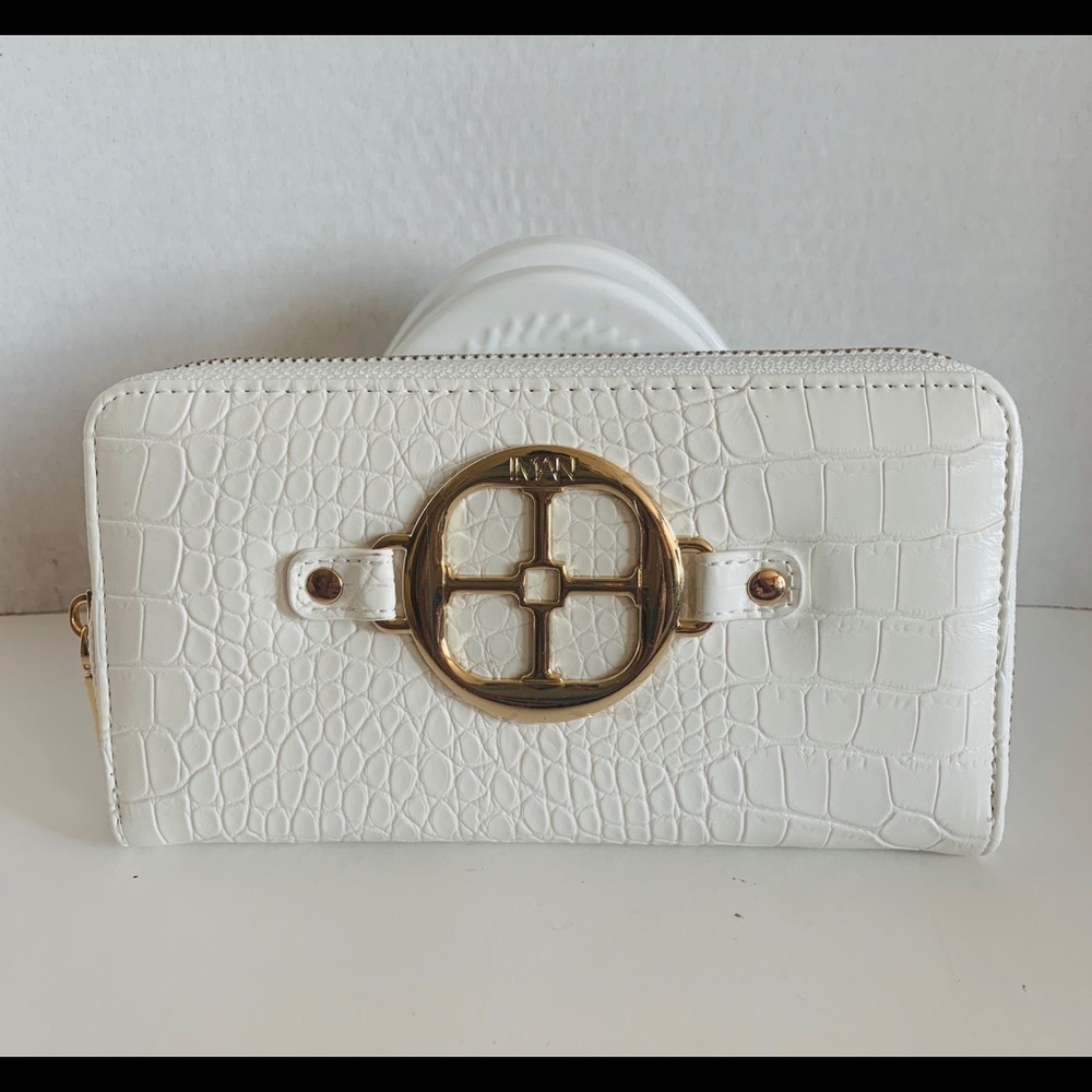 IMAN Croco-Embossed Zip Around Wallet